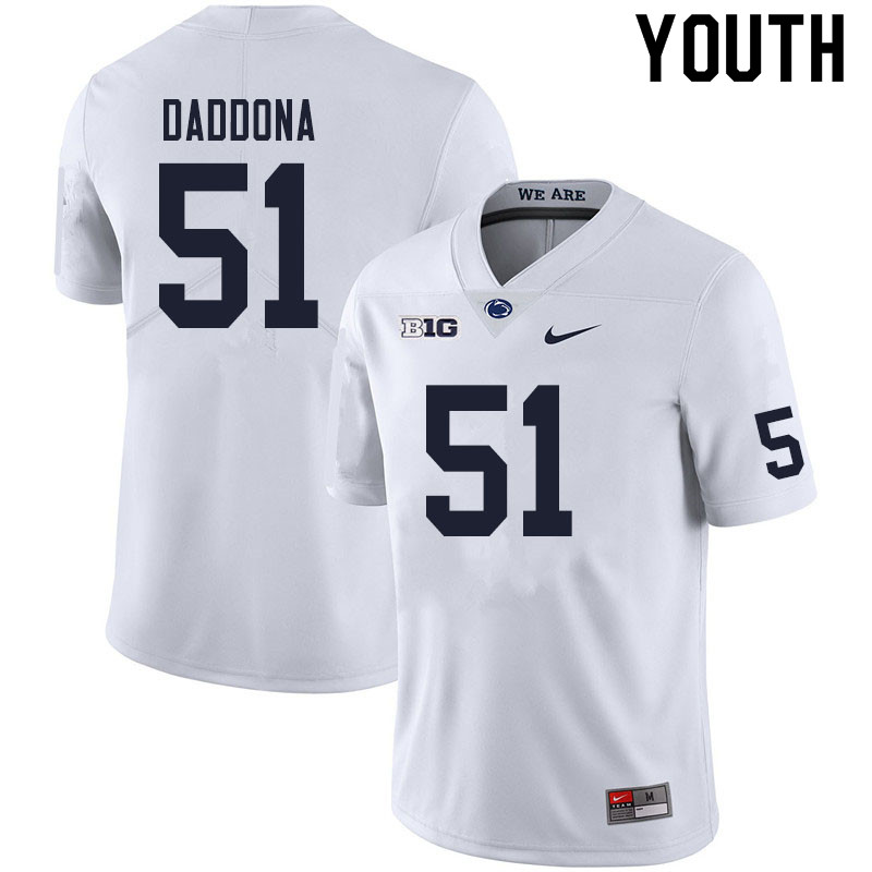 NCAA Nike Youth Penn State Nittany Lions Dalton Daddona #51 College Football Authentic White Stitched Jersey PCT5298MF